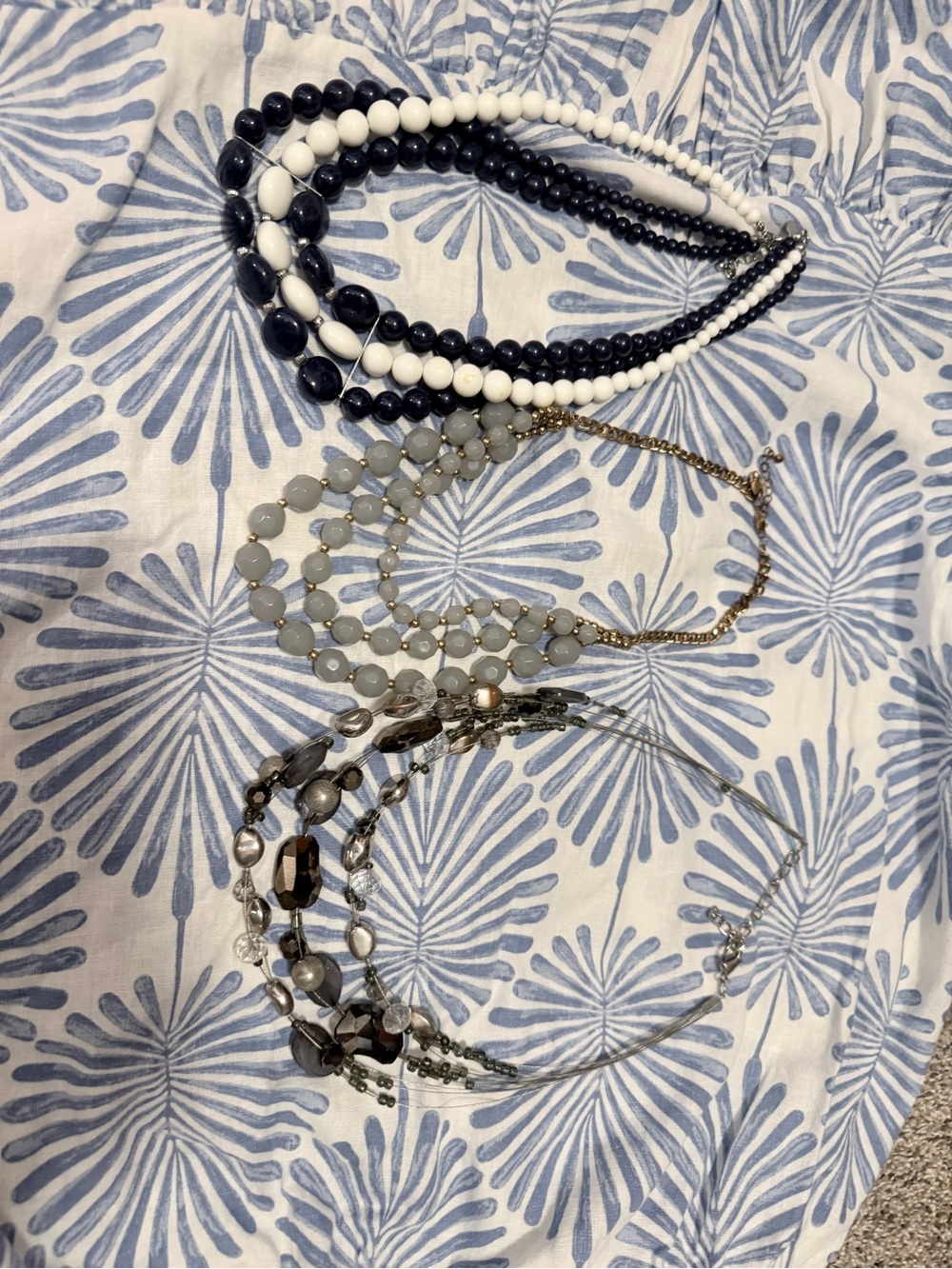 Black & White Multi-Strand Beaded Necklace - Unbranded